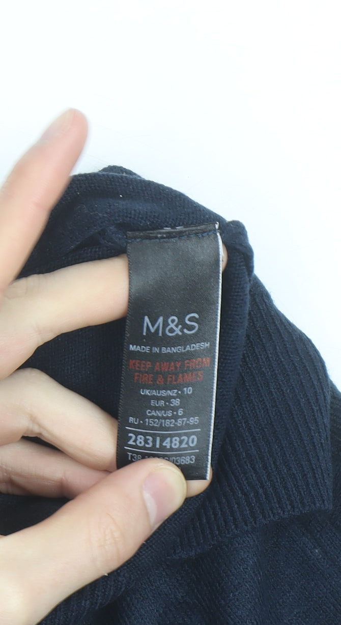 Marks and Spencer Women Blue Heart Knit Pullover Jumper Size 10