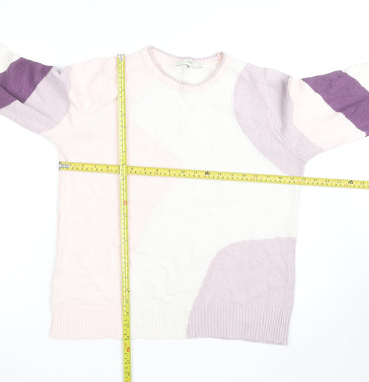 Next Women's Multicoloured Cotton Knit Crew Neck Jumper Size 14