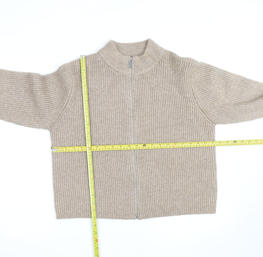 Marks and Spencer Womens Beige Full Zip Wool Blend Jumper L