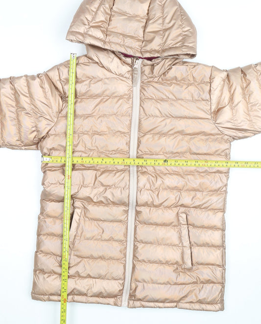 Mountain Warehouse Girls Beige Hooded Puffer Jacket 13 Years Water Resistant