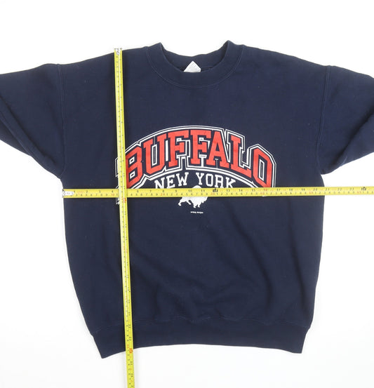 Gildan Men's Blue Buffalo New York Graphic Pullover Sweatshirt M