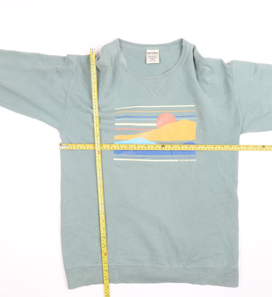 ComfortWash Mens Green Medium Pullover Sweatshirt Graphic Print