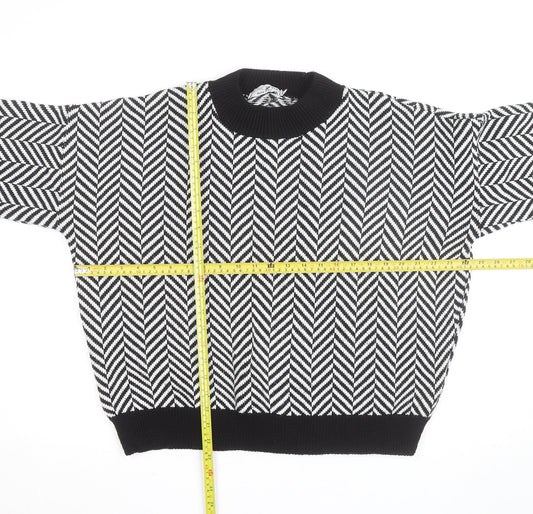 In The Style Women's Black & White Chevron Knit Jumper Size 12