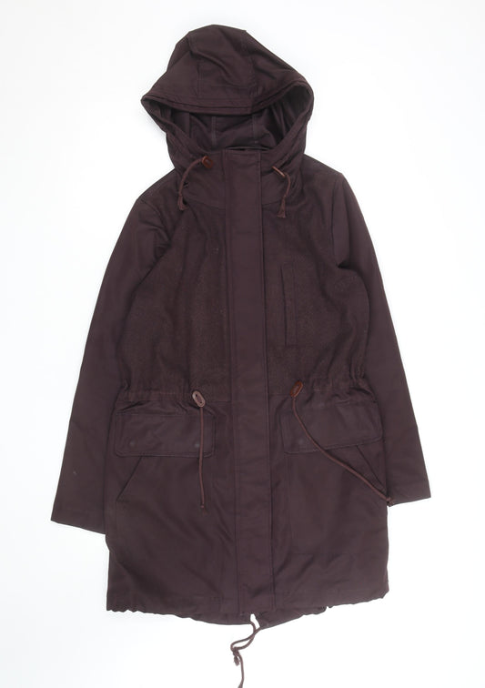 GAP Women’s Brown Hooded Parka Coat Size M Long Lined Jacket