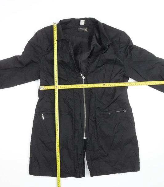 Creation L Women's Black Long Trench Coat Size 14