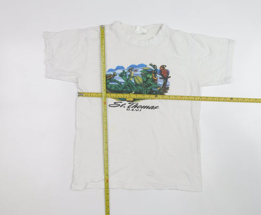 Supreme Resort Wear Men's White St. Thomas Graphic Cotton T-Shirt M