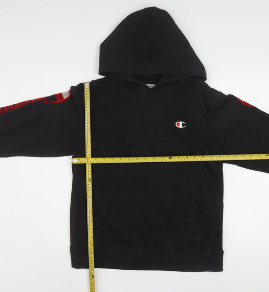 Champion Men's Black XL Pullover Hoodie with Logo Print