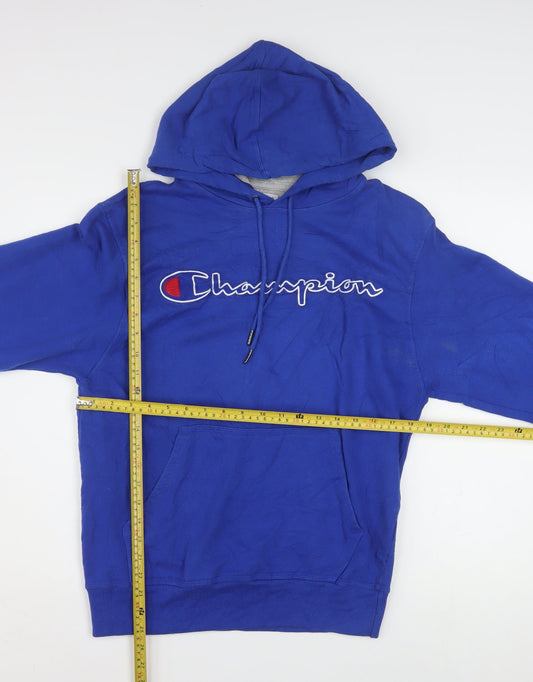 Champion Men's Blue Pullover Hoodie Small Embroidered Logo Fleece