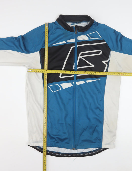 Crivit Mens Blue Cycling Track Jacket L Full Zip Polyester Sportswear