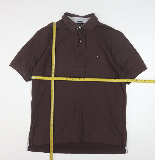 Tommy Hilfiger Men's Brown Short Sleeve Polo Shirt L
