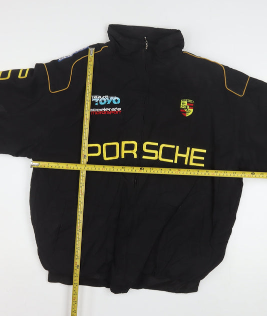 Porsche Men’s Black XL Bomber Jacket Racing Motorsport Logo Full Zip