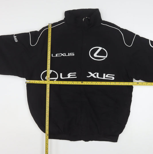 Lexus Men's Black Bomber Jacket Size L Embroidered Logo Racing Style