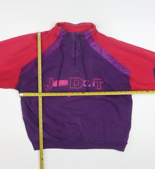 Nike Women's Purple & Red 1/4 Zip Just Do It Sweatshirt M Vintage