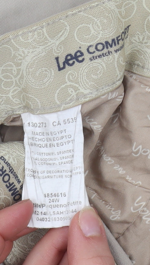 Brand and care label for Lee Comfort Beige Cotton Blend Chino Trousers 24W women’s classic fit