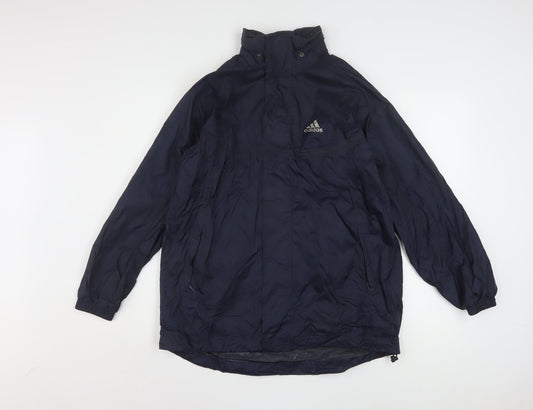 Additional front view of Adidas boys’ blue windbreaker jacket 14-16 years hooded zip lined sports