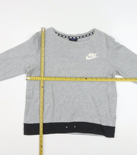 Nike Women Grey Long Sleeve Crew Neck Sweatshirt Size S