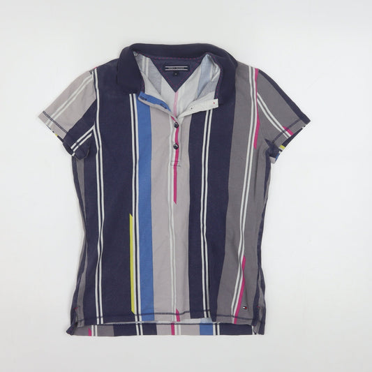 Tommy Hilfiger Women's Multicoloured Striped Polo Shirt Size M