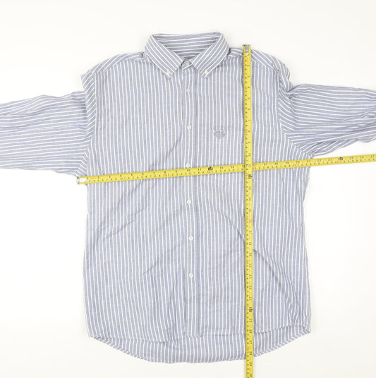 Paul Costelloe Men’s Blue Striped Regular Fit Long Sleeve Button-Up Shirt Medium