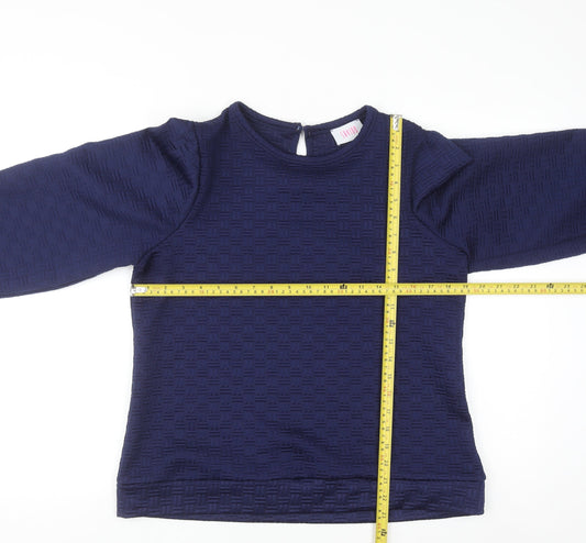 Savida Womens Navy Blue Pullover Sweatshirt Large Textured Long Sleeve