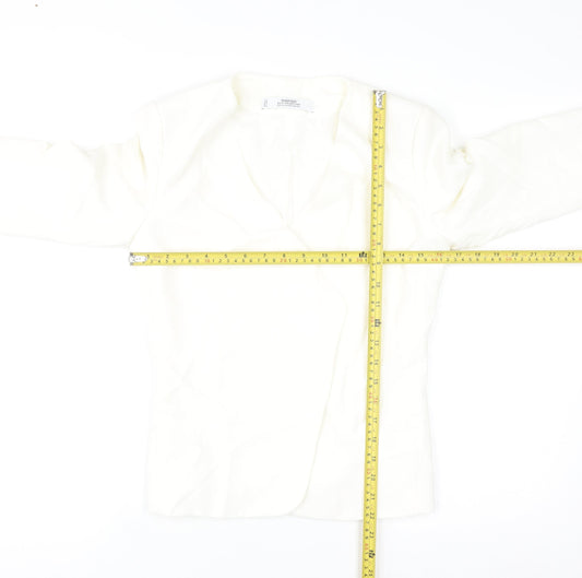 Mango Women Ivory Suit Collection Blazer XS Slim Fit Polyester Blend