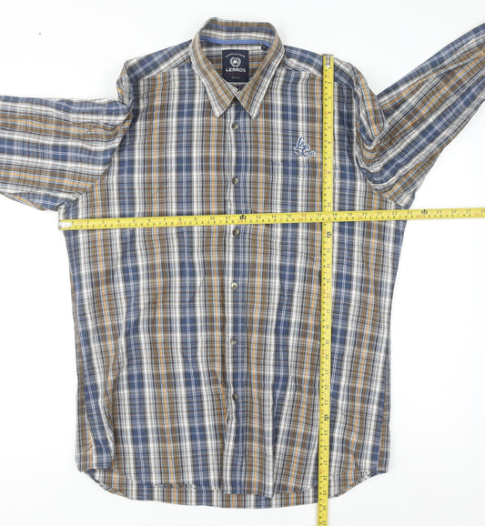 Lerros Men's Blue Check Long Sleeve Cotton Button-Up Shirt Size L