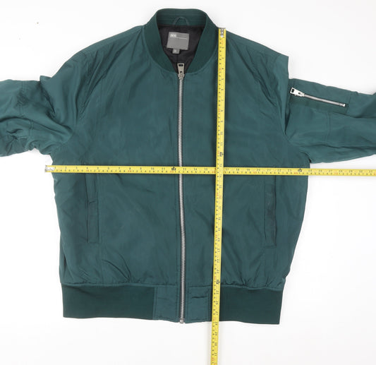 ASOS Men’s Green Bomber Jacket 2XL Long Polyester Zip Casual