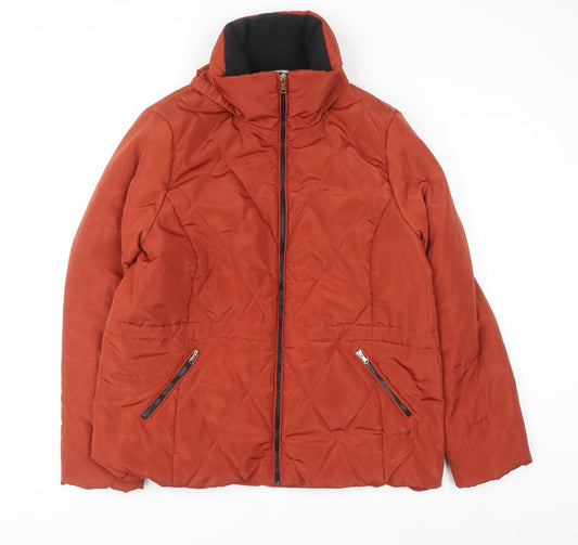 Classic Women's Brown Quilted Puffer Jacket Size 14