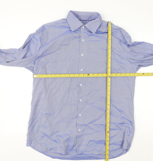 Eterna 1863 Men's Blue Modern Fit Cotton Long Sleeve Button-Up Shirt 17in