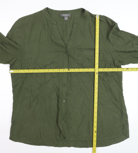 Primark Women's Green Viscose Button-Up Shirt Size 20