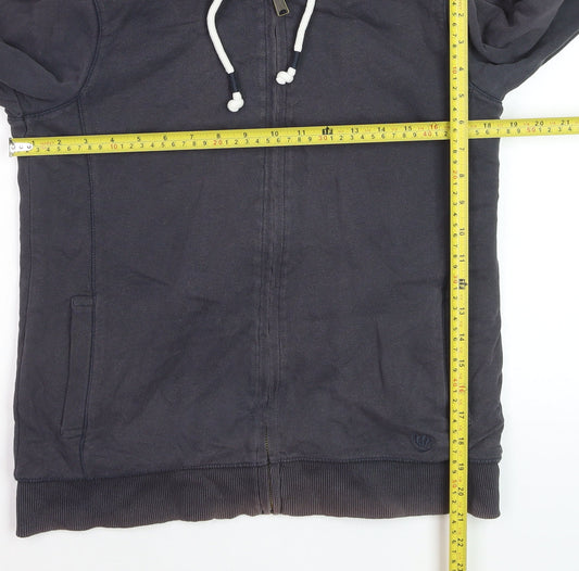 Fat Face Boys Grey Full Zip Hoodie Cotton Blend Sherpa Lined Size L