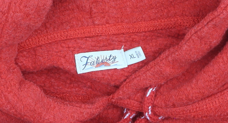Faherty Boys Red Pullover Hoodie XL Cotton Blend Kangaroo Pocket