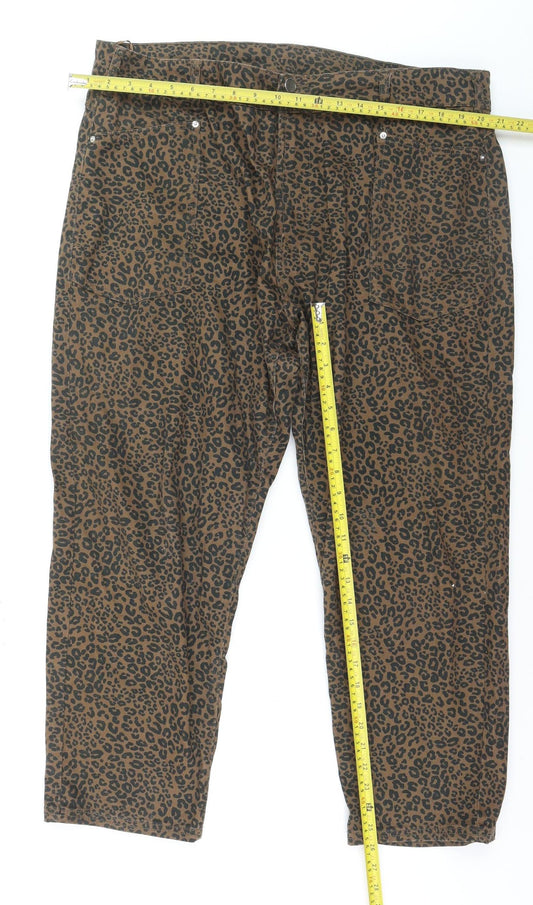 Bonmarche Women's Brown Animal Print Straight Leg Jeans Size 20