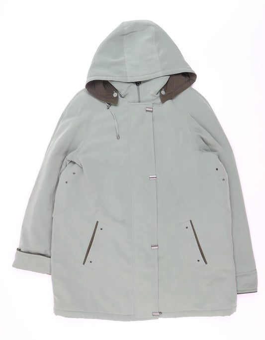 EWM Pure Classics Women’s Green Hooded Parka Coat Size 16