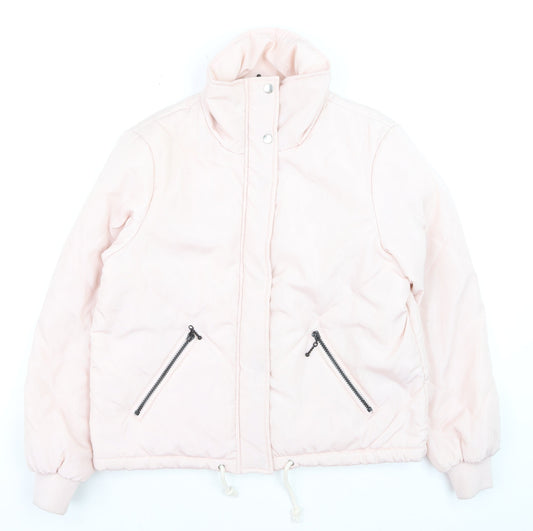 Noisy May Women's Pink Puffer Jacket M Zip Winter Casual Coat