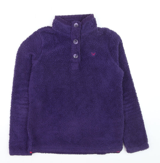 Additional front view of Crew Clothing Women Purple Fleece Henley Sweatshirt, size 10