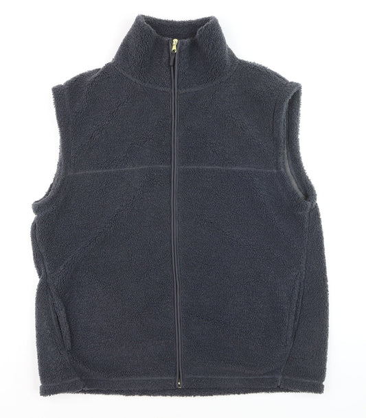 Tu Women Black Fleece Waistcoat Size 14 Full Zip Bodywarmer