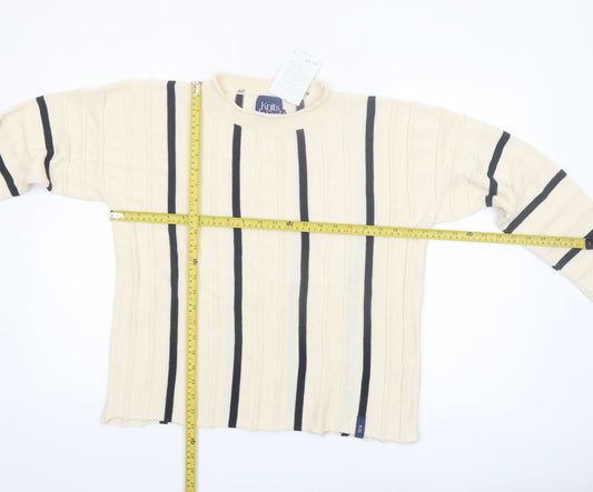 Knits de Sud Women’s Beige Striped Cotton Jumper Size M