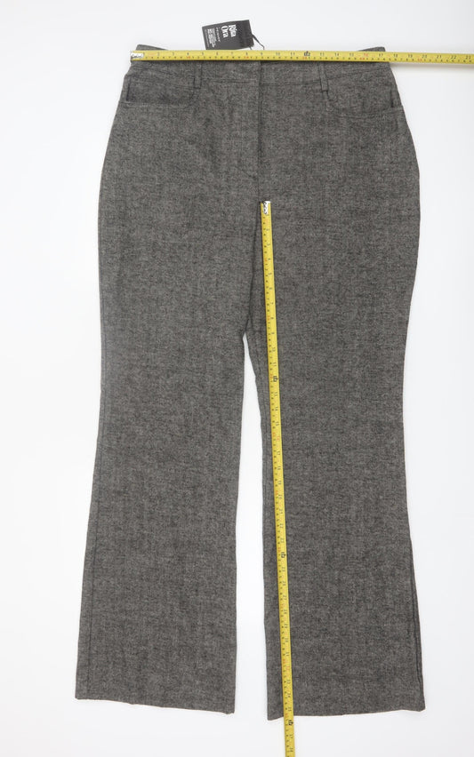 Primark Women Grey Herringbone Straight Trousers Size 16