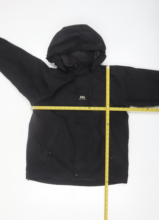Helly Hansen Boys Black Hooded Waterproof Rain Coat Jacket 14 Years