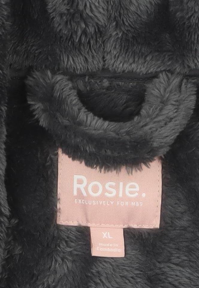 Marks and Spencer Rosie Grey Fleece Hooded Tie Belt Women's Robe XL