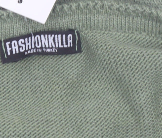 Additional view of Fashionkilla Women Green V-Neck Long Sleeve Ruched Tunic Jumper, size 12
