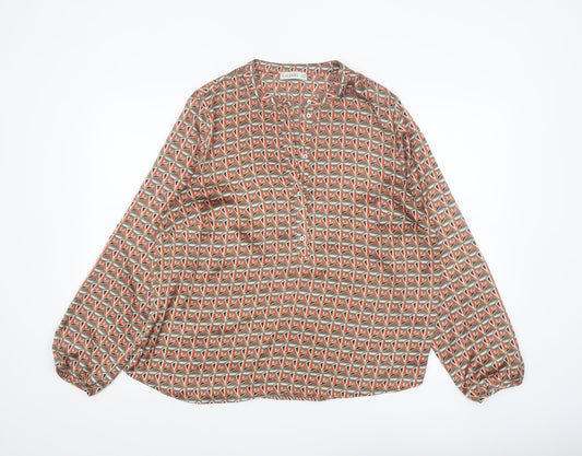 Additional front view of Gallery Women's Multicoloured Geometric Polyester Long Sleeve Tunic Blouse, size 16