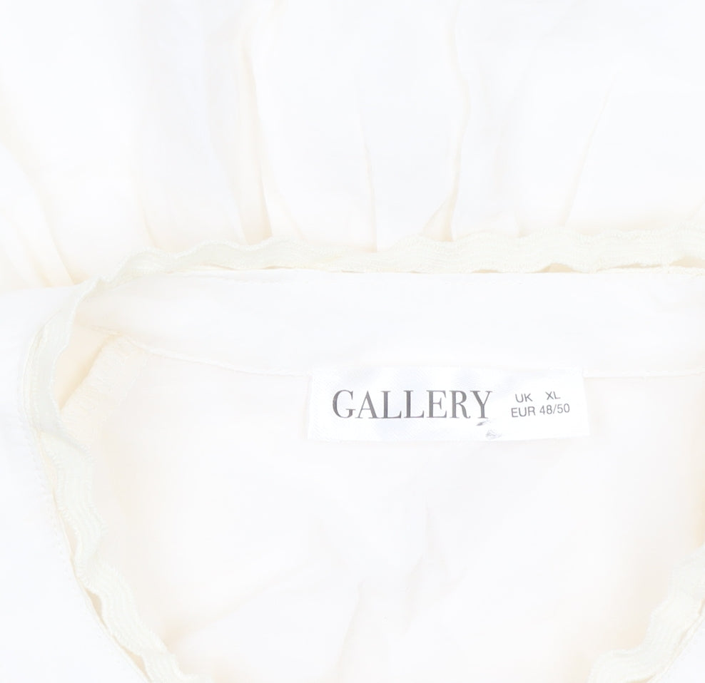 Gallery Women’s Ivory Bohemian Button Blouse XL Relaxed Fit
