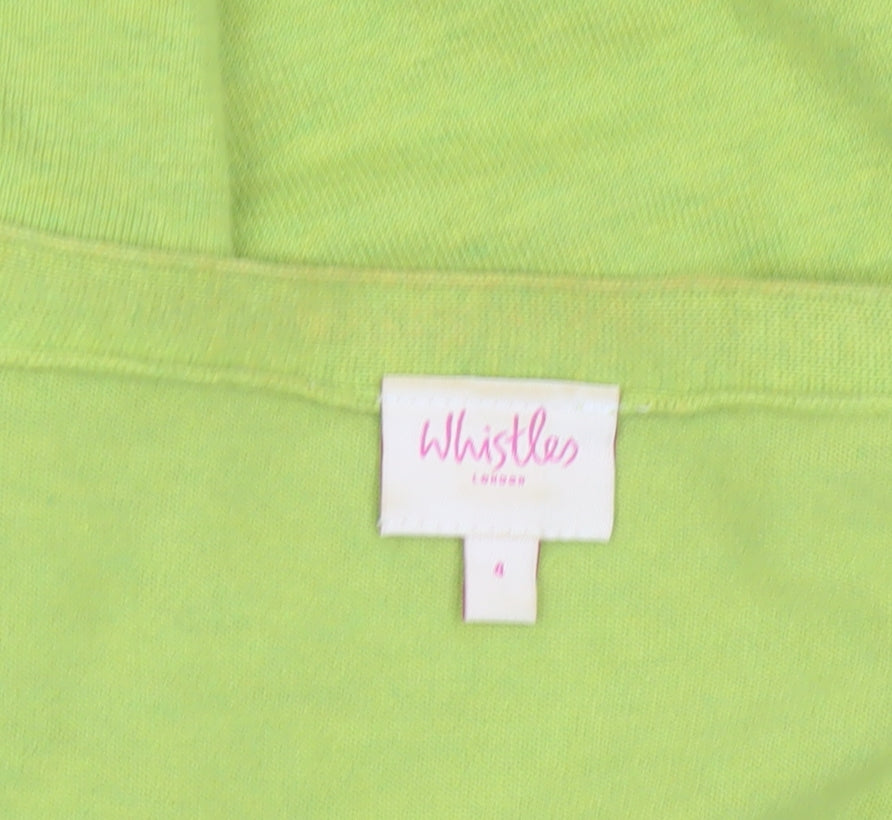 Whistles Women’s Green Cotton Blend V-Neck Button Cardigan Size 8