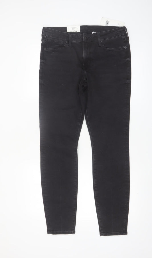 H&M Mens Black Skinny Mid Waist Stretch Denim Jeans M