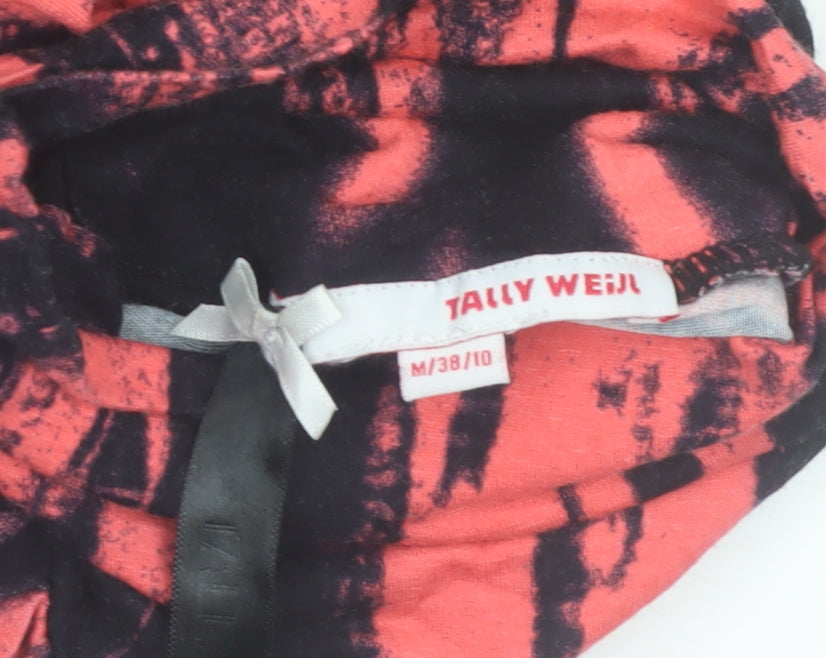 Tally Weijl Womens Red Black Tie Dye Bodycon Dress Size 10