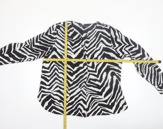 Marks and Spencer Girls Black White Zebra Print Long Sleeve Blouse Size 14