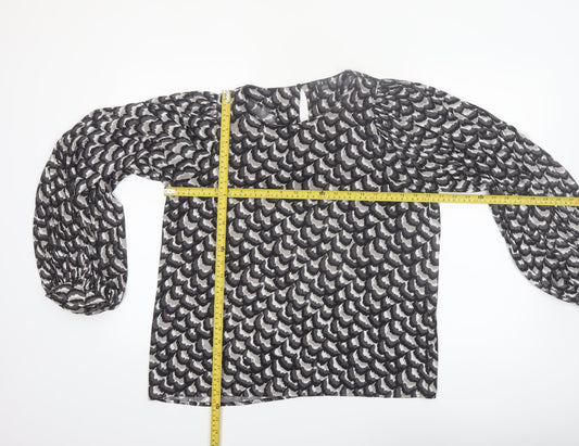 Vero Moda Womens Black Abstract Chiffon Long Sleeve Blouse Size L