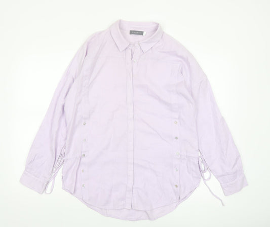 Mint Velvet Women's Purple Cotton Button-Up Shirt Size 14