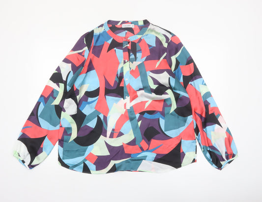 Additional front view of Gallery Women’s Multicoloured Geometric Long Sleeve Polyester Blouse, size UK 16